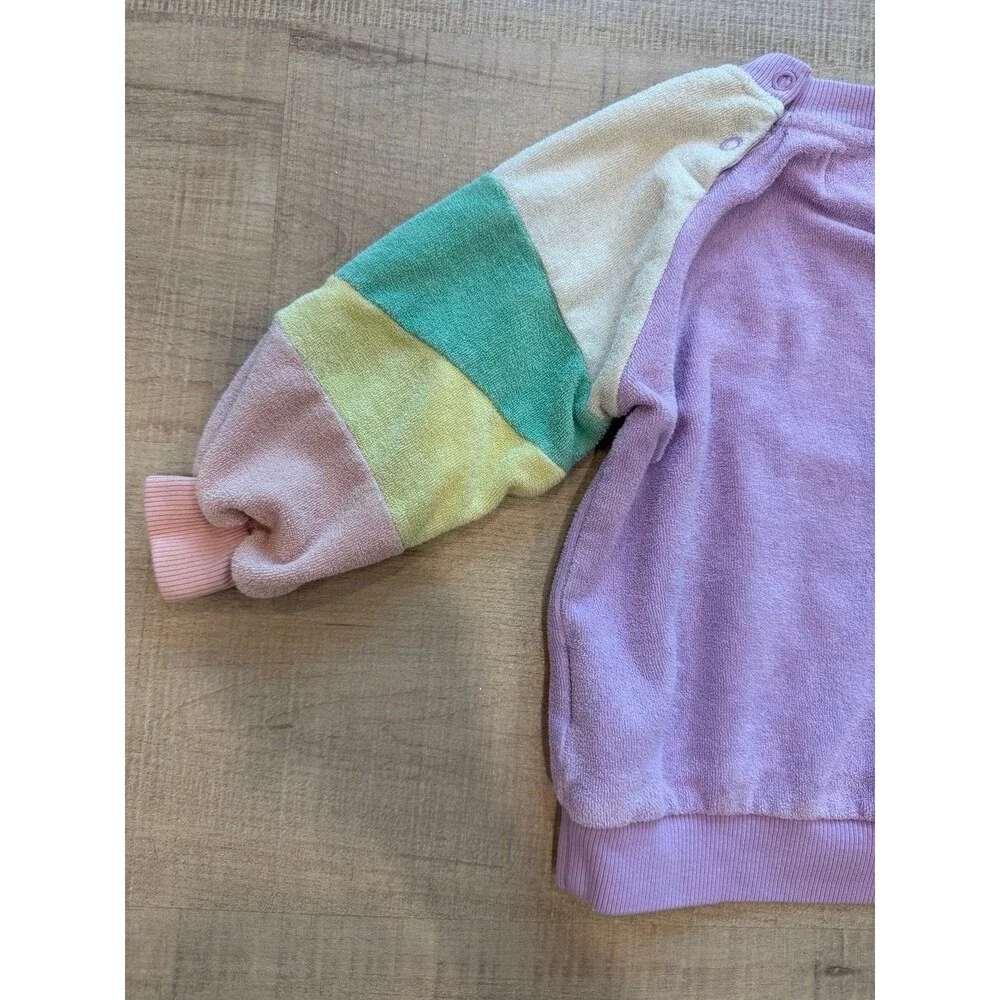 BoboChoses Lilac Terry Cloth Color Block Sweatshirt